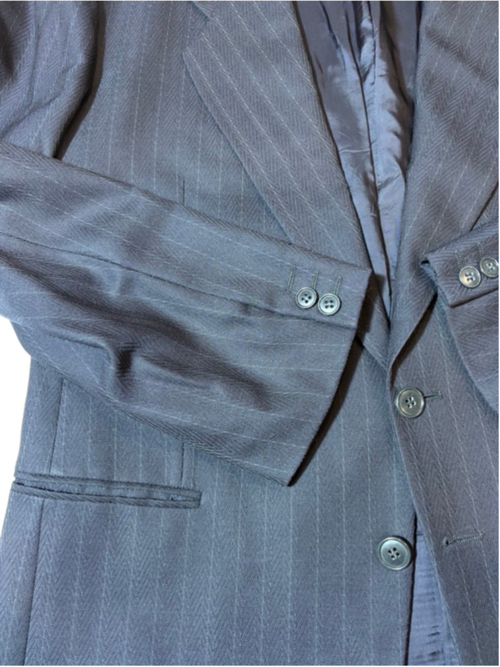 Giorgio Armani Wool Blazer 40 Black Pinstripe Italy Tailored Luxury - Picture 3 of 10